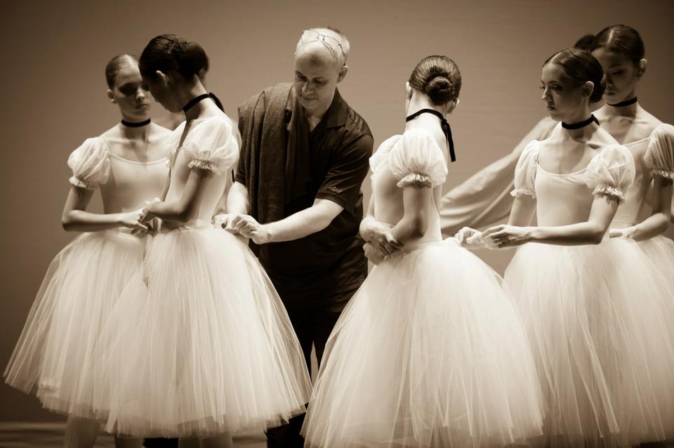 Artistic Director Edward Ellison with students in tutus