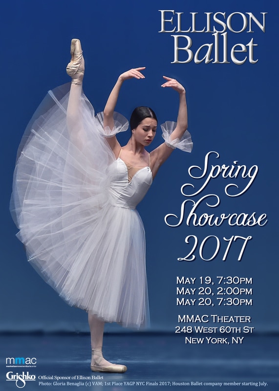 advertisement image featuring dancer in white Giselle tutu
